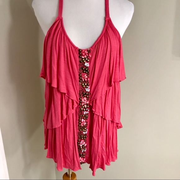 💰INC Embellished Coral Racer Back Tank Top - Picture 1 of 7